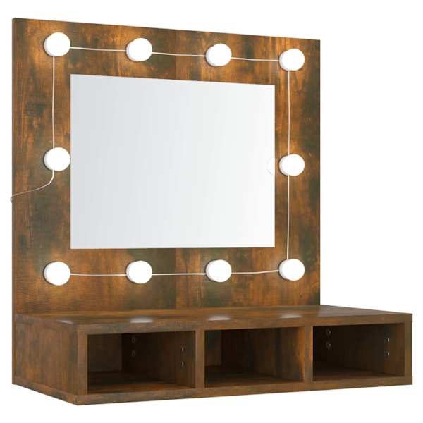 vidaXL peegelkapp suitsutatud tamm LEDiga 60x31,5x62 cm