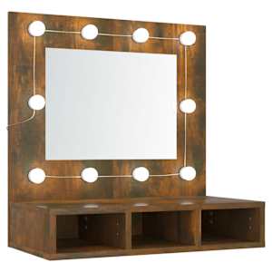 Zrcadlová skříňka s LED kouřový dub 60 x 31,5 x 62 cm - obrázek 2