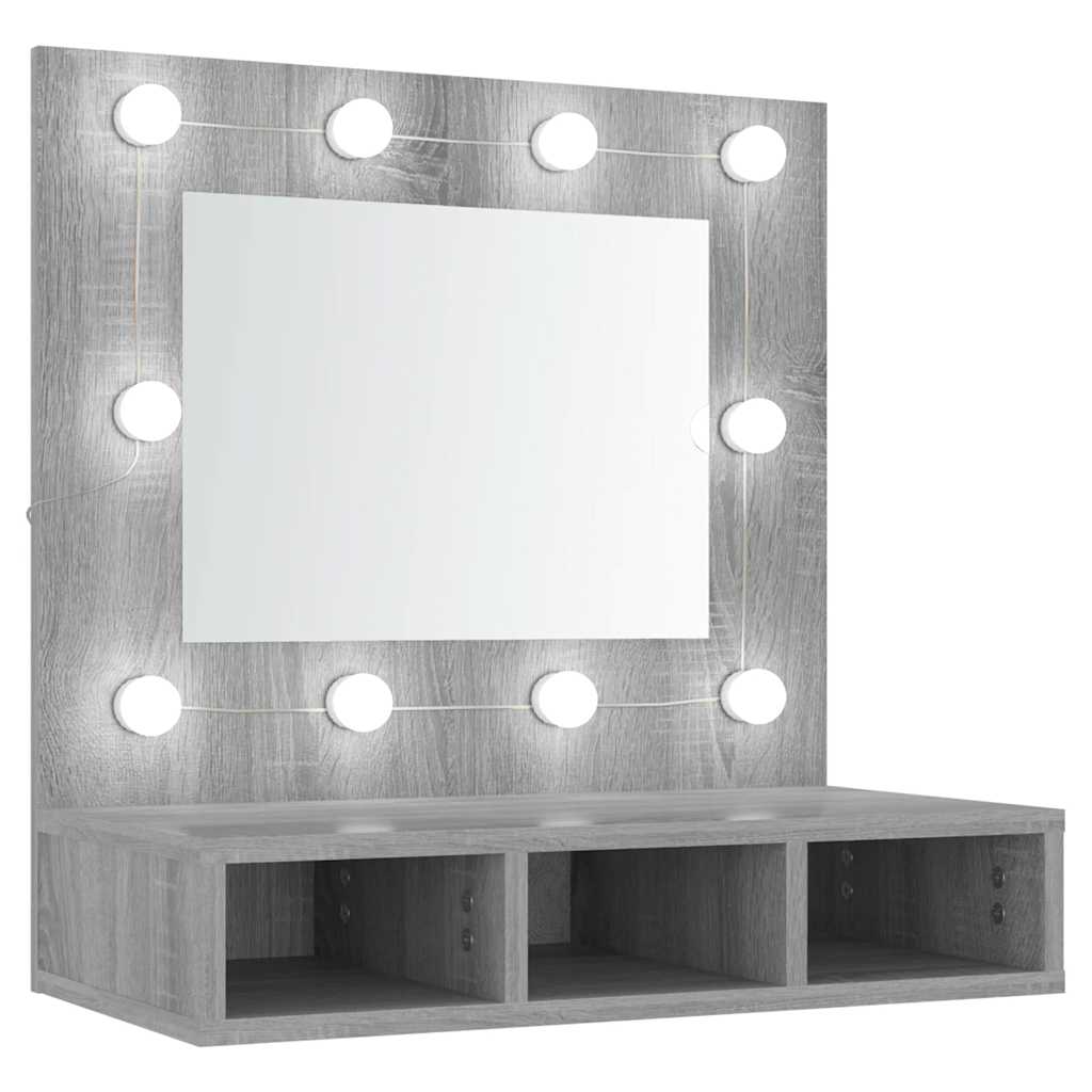 vidaXL Zrcadlová skříňka s LED šedá sonoma 60 x 31,5 x 62 cm