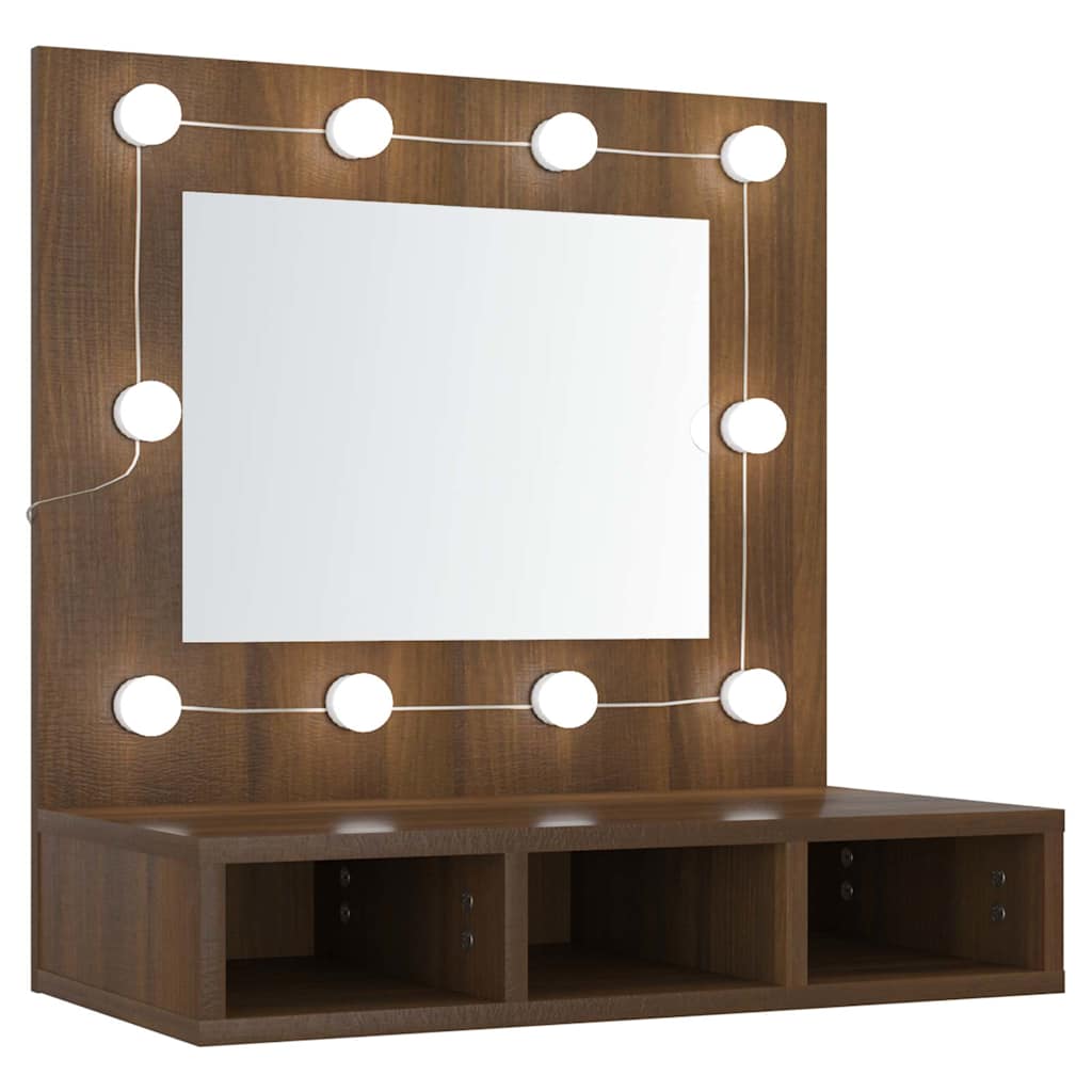 vidaXL Zrcadlová skříňka s LED hnědý dub 60 x 31,5 x 62 cm