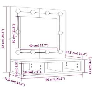 Zrcadlová skříňka s LED hnědý dub 60 x 31,5 x 62 cm - obrázek 14