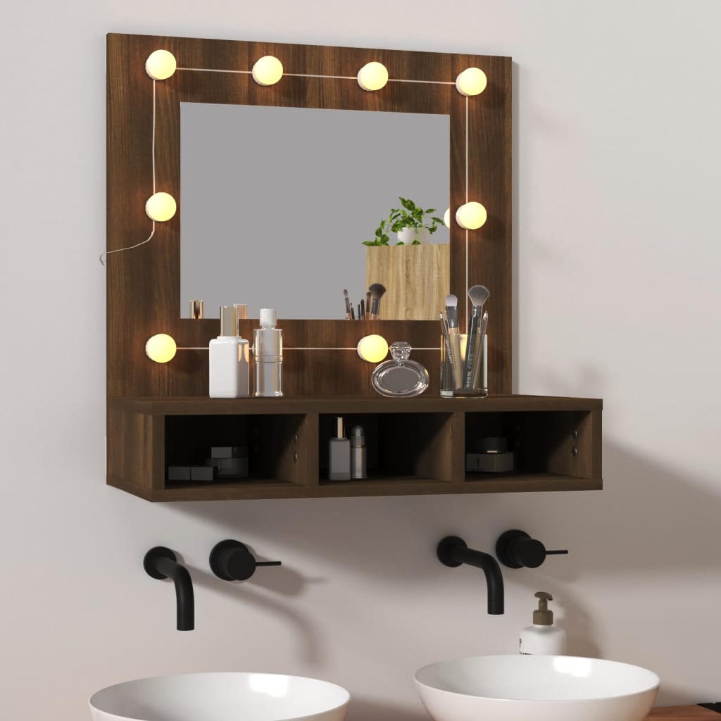 vidaXL Armoire à miroir avec LED Chêne marron 60x31,5x62 cm