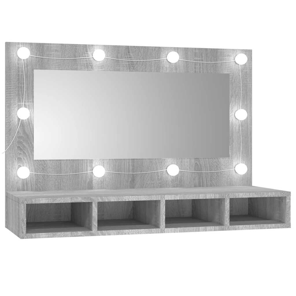vidaXL Zrcadlová skříňka s LED šedá sonoma 90 x 31,5 x 62 cm