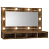 vidaXL peegelkapp pruun tamm LEDiga 90x31,5x62 cm