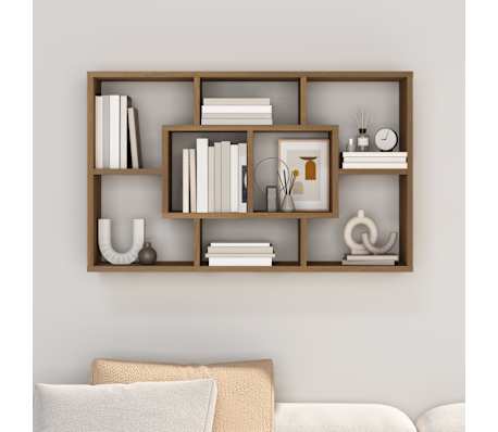 vidaXL Wandschap 85x16x52,5 cm bewerkt hout bruin eikenkleur