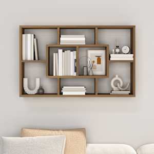vidaXL Wandschap 85x16x52,5 cm bewerkt hout bruin eikenkleur