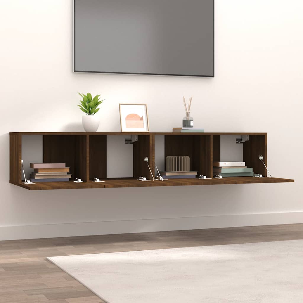 vidaXL Tv-meubelen 2 st 80x30x30 cm bewerkt hout bruin eikenkleur afbeelding
