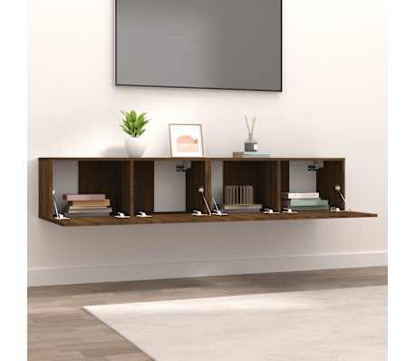 vidaXL Έπιπλα Τηλεόρασης 2 τεμ. Καφέ Δρυς 80x30x30 εκ. Επεξ. Ξύλο