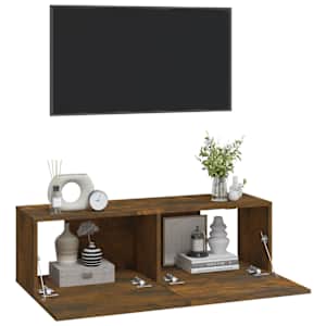 Nástěnné TV skříňky 2 ks kouřový dub 100 x 30 x 30 cm kompozit - obrázek 4
