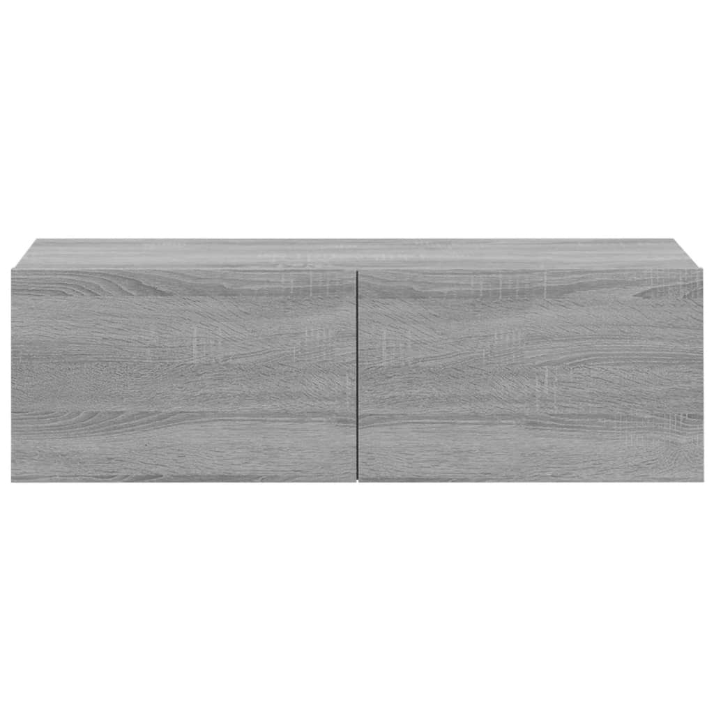 Stenska TV omarica 2 kosa siva sonoma 100x30x30 cm konst. les