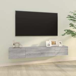 Stenska TV omarica 2 kosa siva sonoma 100x30x30 cm inž. les