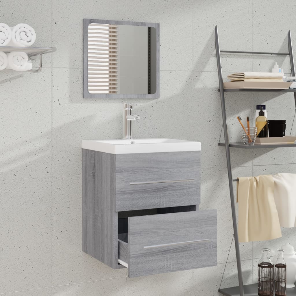 vidaXL Bathroom Cabinet with Mirror Grey Sonoma 41x38.5x48 cm Engineered Wood