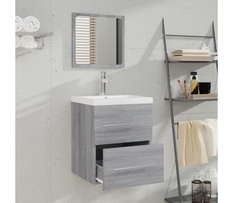 vidaXL Bathroom Cabinet with Mirror Grey Sonoma 41x38.5x48 cm Engineered Wood