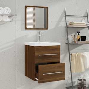 vidaXL Ντουλάπι Μπάνιου με Καθρέφτη Καφέ δρυς 41x38,5x48 εκ.