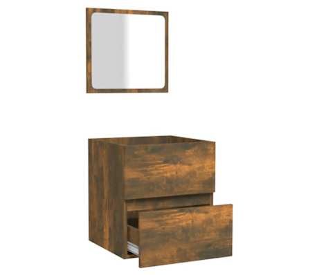 vidaXL Bathroom Cabinet with Mirror Smoked Oak Engineered Wood | vidaXL.com.au