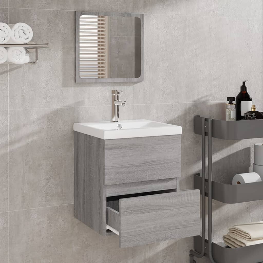 vidaXL Bathroom Cabinet with Mirror Grey Sonoma Engineered Wood