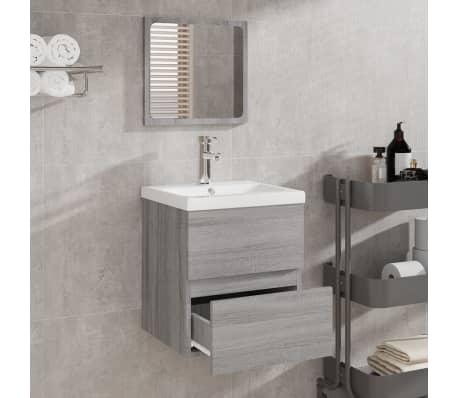 vidaXL Armoire de bain et miroir Sonoma gris Bois d'ingénierie