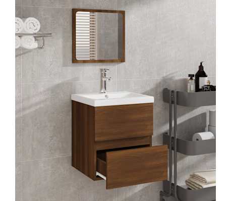 vidaXL Kupaonski ormarić s ogledalom boja hrasta od konstruiranog drva