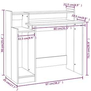 Psací stůl s LED světly hnědý dub 97x45x90 cm kompozitní dřevo - obrázek 13