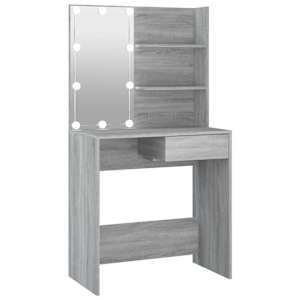 vidaXL tualettlaud LEDiga, hall Sonoma tamm, 74,5 x 40 x 141 cm