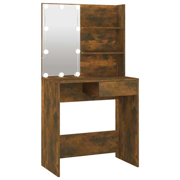 vidaXL tualettlaud LEDiga, pruun tamm, 74,5 x 40 x 141 cm