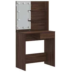 vidaXL tualettlaud LEDiga, pruun tamm, 74,5 x 40 x 141 cm