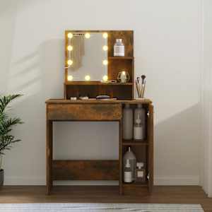 Toaletní stolek s LED kouřový dub 86,5 x 35 x 136 cm - obrázek 14