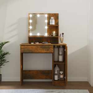 Toaletní stolek s LED kouřový dub 86,5 x 35 x 136 cm - obrázek 1