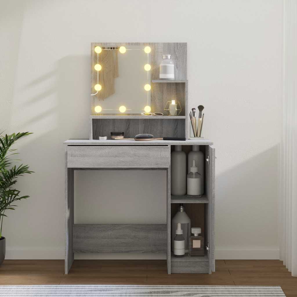 Toaletní stolek s LED šedý sonoma 86,5 x 35 x 136 cm - obrázek 15