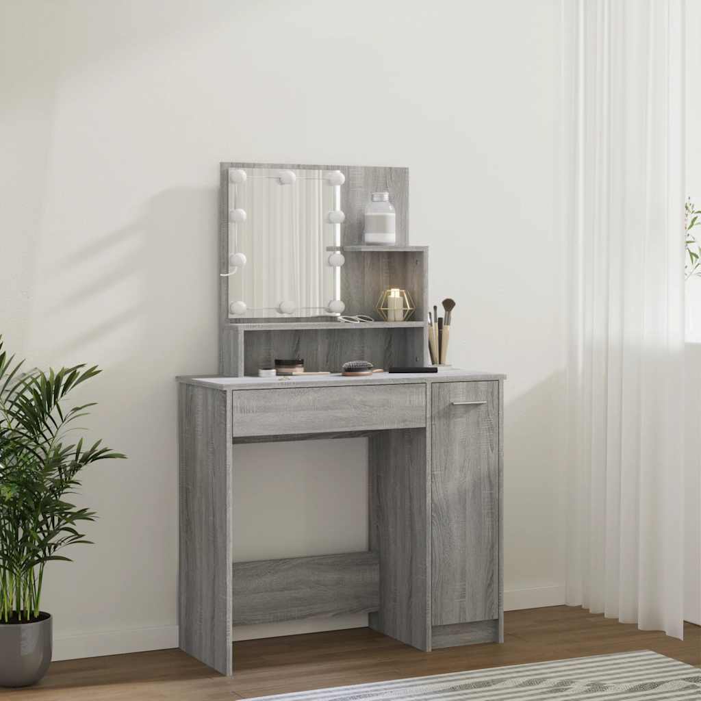 Toaletní stolek s LED šedý sonoma 86,5 x 35 x 136 cm - obrázek 16