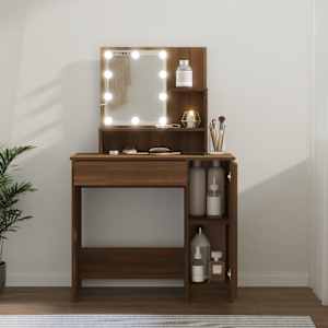 Toaletní stolek s LED hnědý dub 86,5 x 35 x 136 cm - obrázek 1