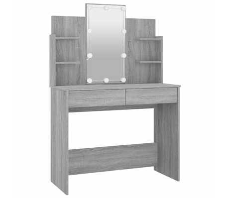 vidaXL Dressing Table with LED Grey Sonoma 96x40x142 cm