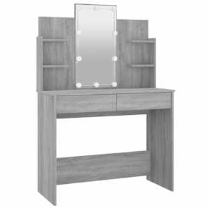 vidaXL Dressing Table with LED Grey Sonoma 96x40x142 cm