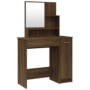vidaXL peegliga tualettlaud, pruun tamm, 86,5 x 35 x 136 cm