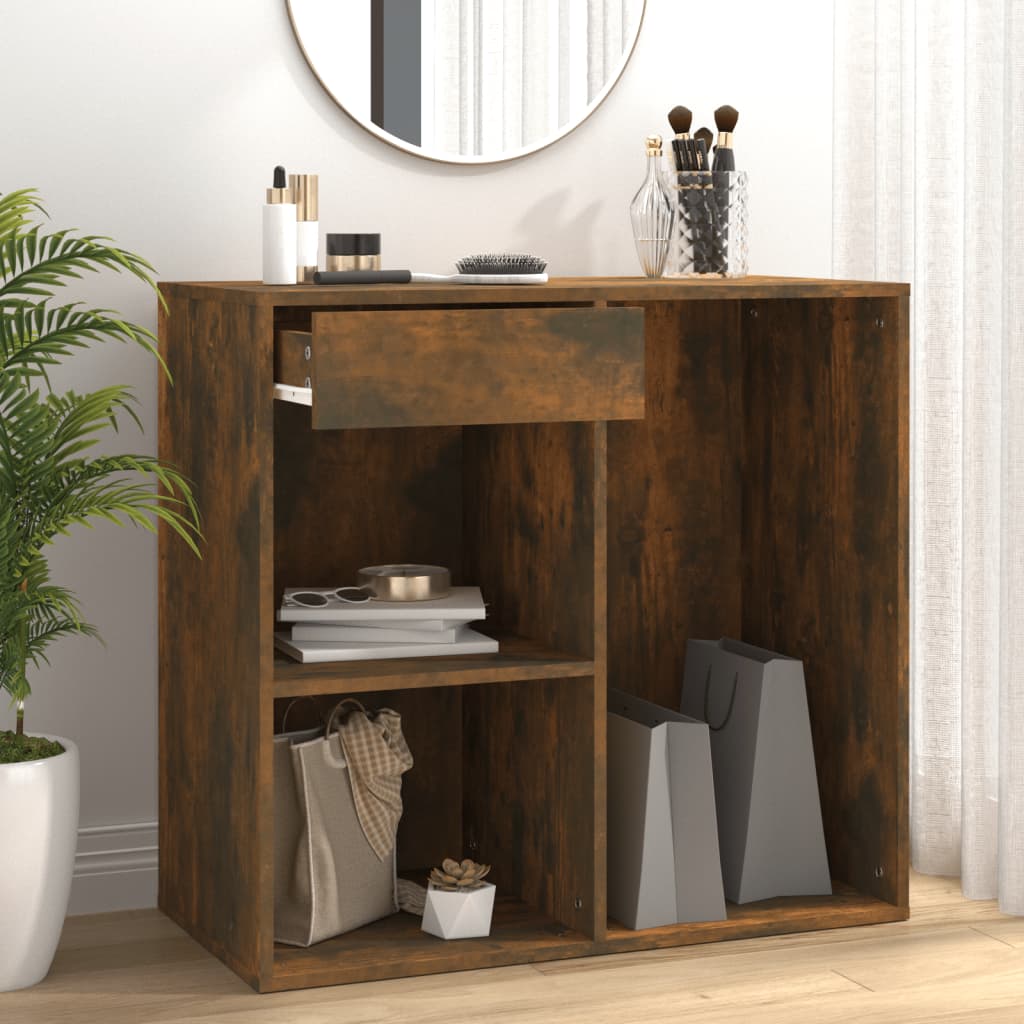 vidaXL badeværelsesskab 80x40x75 cm konstrueret træ røget egetræ