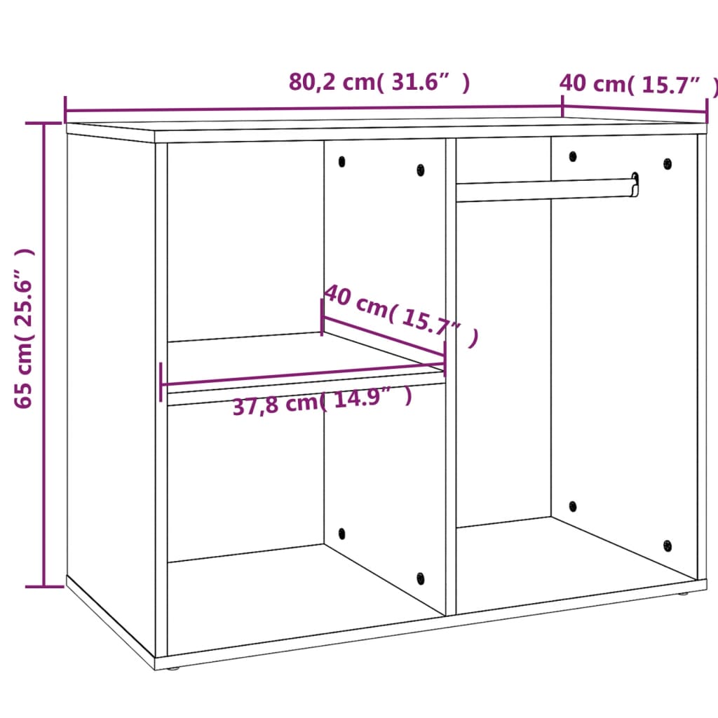 imagem de vidaXL Toucador 80x40x65 cm derivados de madeira cor cinzento sonoma8