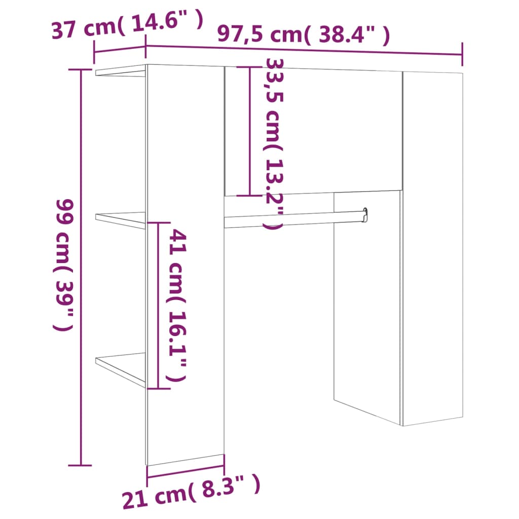 Dulap de hol vidaXL, lemn prelucrat, stejar sonoma, 97,5x37x99 cm 2 8720287087946 g en hd 8