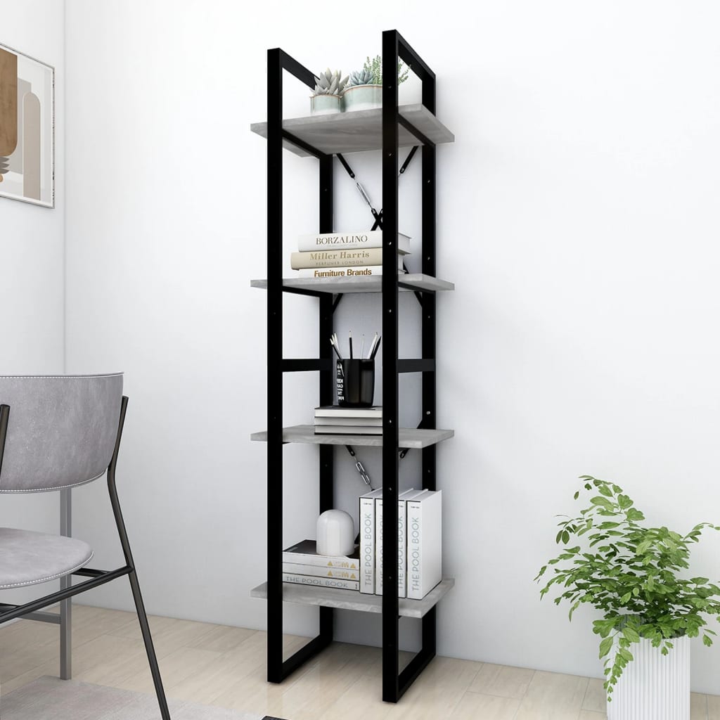 Libreria，Scaffale，Armadio per libri 4 Ripiani Grigio Sonoma 40x30x140 cm  Legno Multistrato MCI993693 MaisonChic