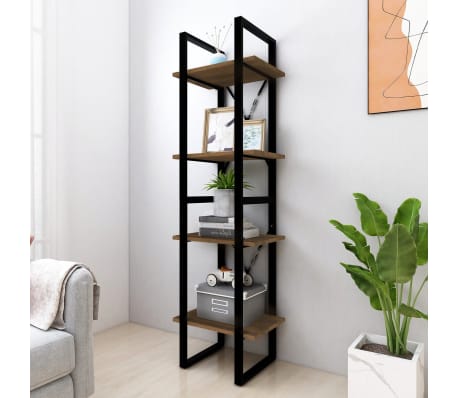 vidaXL Βιβλιοθήκη με 4 Ράφια Καφέ Δρυς 40x30x140 εκ. Επεξεργ. Ξύλο