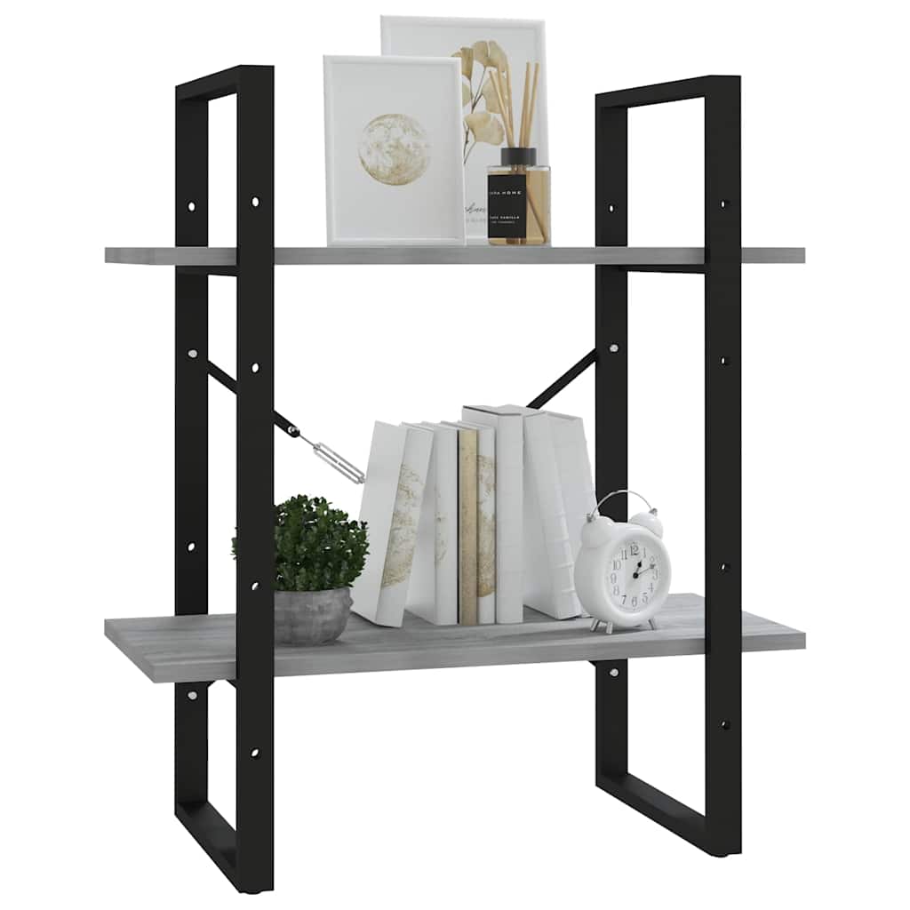 Bibliothèque 2 Niveaux Sonoma Gris 60x30x70cm Bois d'Ingénierie Etagère