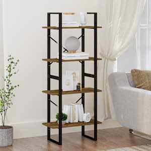vidaXL Βιβλιοθήκη με 4 Ράφια Καπνιστή Δρυς 60x30x140 εκ. Επεξεργ. Ξύλο