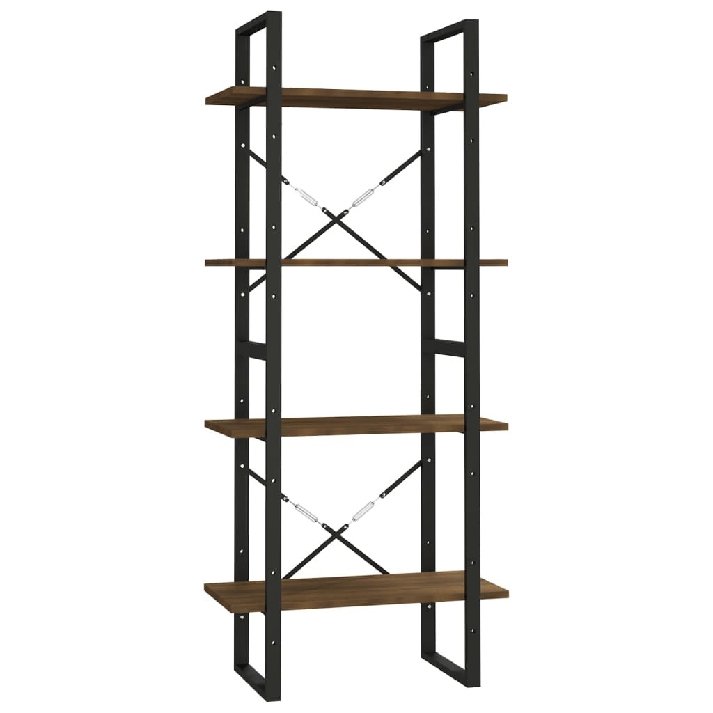 vidaXL Knjižna omara 4-nadstropna rjav hrast 60x30x140 cm konstr. les