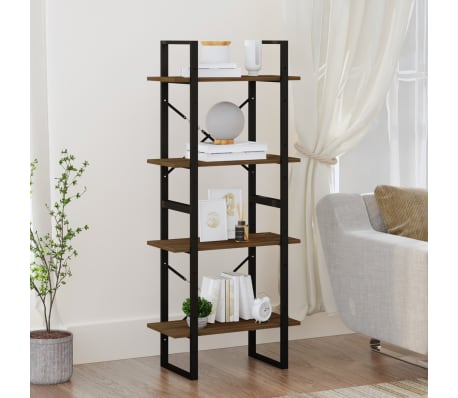 vidaXL 4-Tier Book Cabinet Brown Oak 60x30x140 cm Engineered Wood