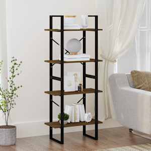 vidaXL 4-Tier Book Cabinet Brown Oak 60x30x140 cm Engineered Wood