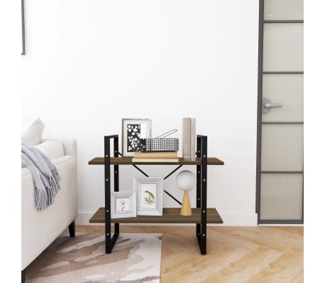 vidaXL Spintelė knygoms, 2 auk&scaron;tų, ruda ąžuolo, 80x30x70cm, mediena