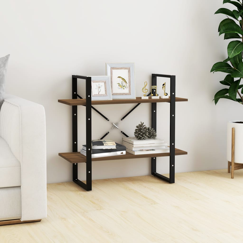 vida XL Bücherregal 2 Fächer Braun Eiche 80x 30x 70 cm Holzwerkstoff