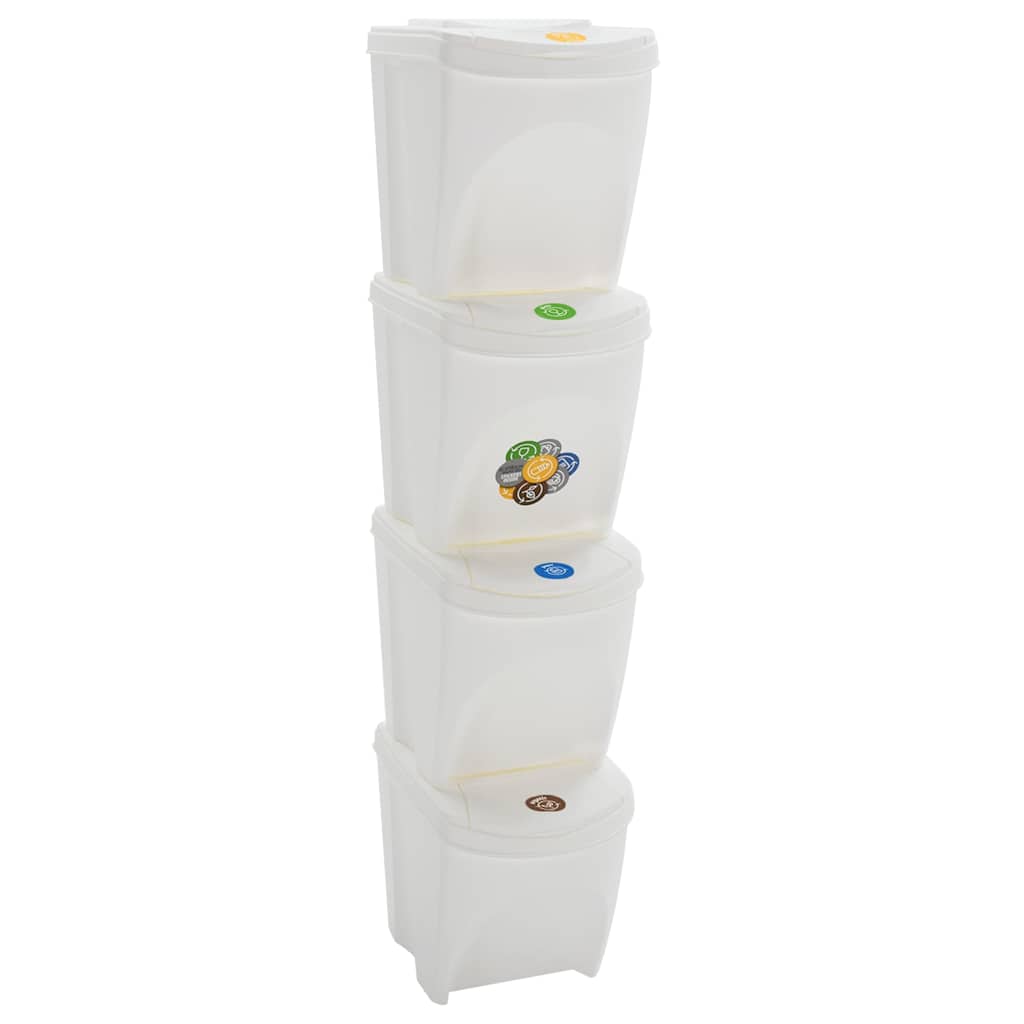 vidaXL stabelbare affaldsspande 4 stk. 100 l polypropylen hvid