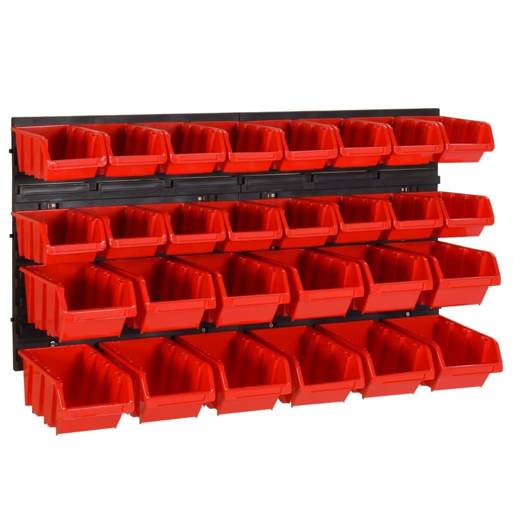 vidaXL Set rafturi atelier 30 buc. roșu / negru 77x39 cm polipropilenă