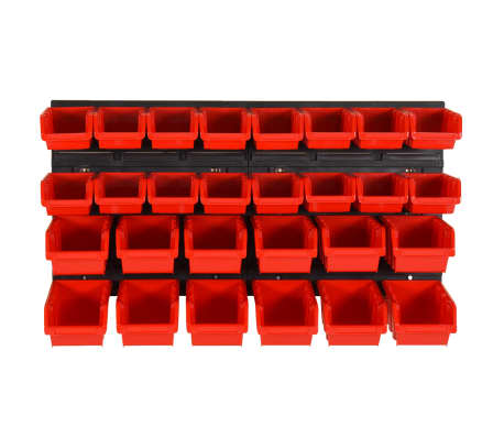 vidaXL 30 részes piros/fekete polipropilén műhelypolcszett 77 x 39 cm