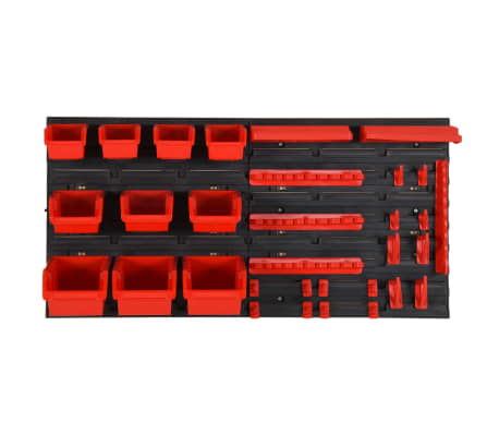 vidaXL 35 Piece Workshop Shelf Set Red and Black 77x39cm Polypropylene